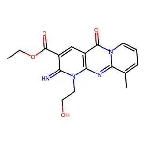 ethyl 1-(2-hydroxyethyl)-2-imino-10-methyl-5-oxo-1,5-dihydro-2H-dipyrido[1,2-a:2',3'-d]pyrimidine-3-carboxylate structure