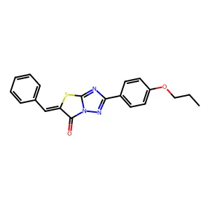 (5Z)-5-benzylidene-2-(4-propoxyphenyl)[1,3]thiazolo[3,2-b][1,2,4]triazol-6(5H)-one structure