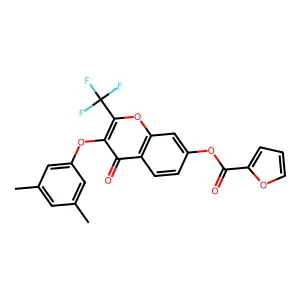 3-(3,5-dimethylphenoxy)-4-oxo-2-(trifluoromethyl)-4H-chromen-7-yl furan-2-carboxylate structure