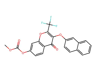 Methyl [3-naphthalen-2-yloxy-4-oxo-2-(trifluoromethyl)chromen-7-yl] carbonate structure