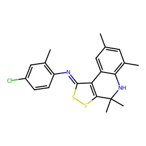 4-chloro-2-methyl-N-[(1Z)-4,4,6,8-tetramethyl-4,5-dihydro-1H-[1,2]dithiolo[3,4-c]quinolin-1-ylidene]aniline structure