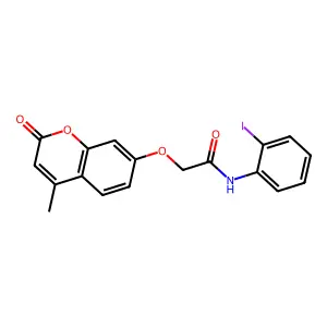 N-(2-iodophenyl)-2-(4-methyl-2-oxochromen-7-yl)oxyacetamide structure