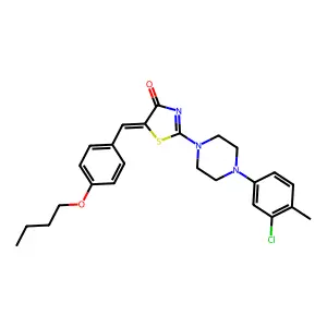 (5E)-5-(4-butoxybenzylidene)-2-[4-(3-chloro-4-methylphenyl)piperazin-1-yl]-1,3-thiazol-4(5H)-one structure