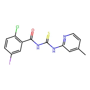2-chloro-5-iodo-N-[(4-methylpyridin-2-yl)carbamothioyl]benzamide structure