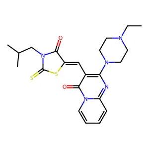 2-(4-ethylpiperazin-1-yl)-3-{(Z)-[3-(2-methylpropyl)-4-oxo-2-thioxo-1,3-thiazolidin-5-ylidene]methyl}-4H-pyrido[1,2-a]pyrimidin-4-one structure