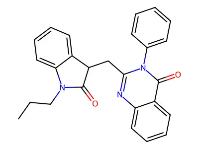 2-[(2-oxo-1-propyl-3H-indol-3-yl)methyl]-3-phenylquinazolin-4-one structure