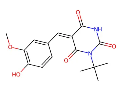 (5Z)-1-tert-butyl-5-[(4-hydroxy-3-methoxyphenyl)methylidene]-1,3-diazinane-2,4,6-trione structure