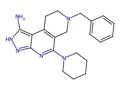 7-benzyl-5-(piperidin-1-yl)-6,7,8,9-tetrahydro-3H-pyrazolo[3,4-c][2,7]naphthyridin-1-amine structure