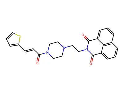 (E)-2-(2-(4-(3-(thiophen-2-yl)acryloyl)piperazin-1-yl)ethyl)-1H-benzo[de]isoquinoline-1,3(2H)-dione structure