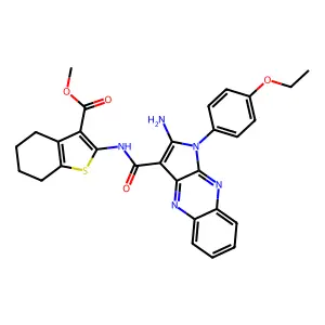 methyl 2-({[2-amino-1-(4-ethoxyphenyl)-1H-pyrrolo[2,3-b]quinoxalin-3-yl]carbonyl}amino)-4,5,6,7-tetrahydro-1-benzothiophene-3-carboxylate structure