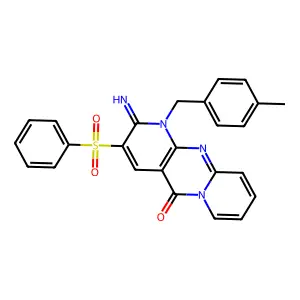 2-imino-1-(4-methylbenzyl)-3-(phenylsulfonyl)-1H-dipyrido[1,2-a:2',3'-d]pyrimidin-5(2H)-one structure