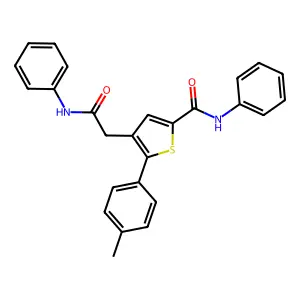 4-(2-anilino-2-oxoethyl)-5-(4-methylphenyl)-N-phenylthiophene-2-carboxamide structure