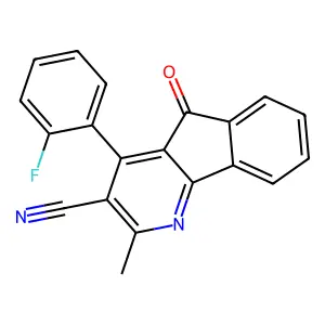 4-(2-fluorophenyl)-2-methyl-5-oxo-5H-indeno[1,2-b]pyridine-3-carbonitrile structure