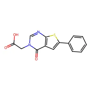 2-{4-oxo-6-phenyl-3H,4H-thieno[2,3-d]pyrimidin-3-yl}acetic acid structure