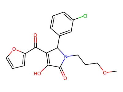 (4E)-5-(3-chlorophenyl)-4-[furan-2-yl(hydroxy)methylidene]-1-(3-methoxypropyl)pyrrolidine-2,3-dione structure