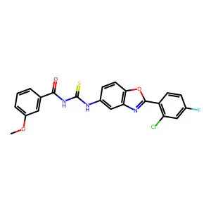 N-[[2-(2-chloro-4-fluorophenyl)-1,3-benzoxazol-5-yl]carbamothioyl]-3-methoxybenzamide structure