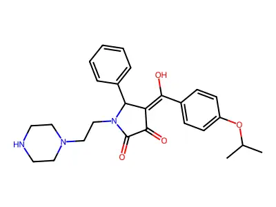3-hydroxy-5-phenyl-1-[2-(piperazin-1-yl)ethyl]-4-[4-(propan-2-yloxy)benzoyl]-2,5-dihydro-1H-pyrrol-2-one structure