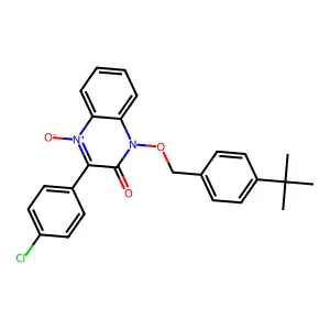 1-[(4-Tert-butylphenyl)methoxy]-3-(4-chlorophenyl)-4-oxidoquinoxalin-4-ium-2-one structure