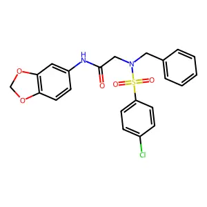 N-(1,3-benzodioxol-5-yl)-2-[benzyl-(4-chlorophenyl)sulfonylamino]acetamide structure