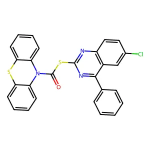 S-(6-chloro-4-phenylquinazolin-2-yl) phenothiazine-10-carbothioate structure
