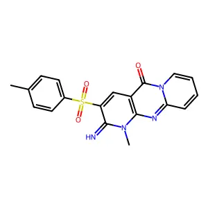 2-imino-1-methyl-3-[(4-methylphenyl)sulfonyl]-1,2-dihydro-5H-dipyrido[1,2-a:2,3-d]pyrimidin-5-one structure