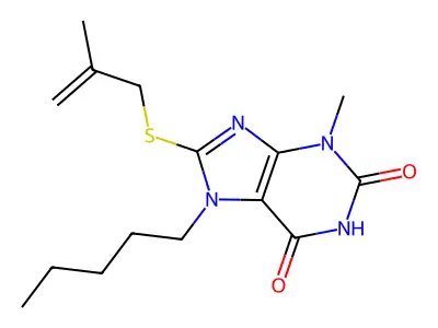 3-methyl-8-((2-methylallyl)thio)-7-pentyl-1H-purine-2,6(3H,7H)-dione structure