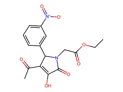 ethyl 2-[3-acetyl-4-hydroxy-2-(3-nitrophenyl)-5-oxo-2H-pyrrol-1-yl]acetate structure