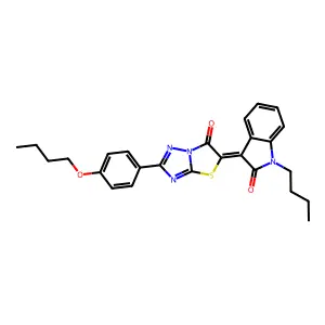 (3Z)-3-[2-(4-butoxyphenyl)-6-oxo[1,3]thiazolo[3,2-b][1,2,4]triazol-5(6H)-ylidene]-1-butyl-1,3-dihydro-2H-indol-2-one structure