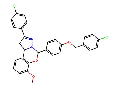 5-{4-[(4-chlorobenzyl)oxy]phenyl}-2-(4-chlorophenyl)-7-methoxy-1,10b-dihydropyrazolo[1,5-c][1,3]benzoxazine structure