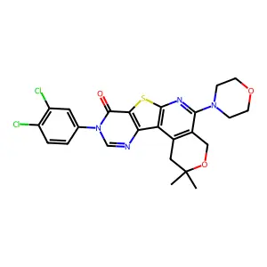 9-(3,4-dichlorophenyl)-2,2-dimethyl-5-morpholino-4,9-dihydro-1H-pyrano[4'',3'':4',5']pyrido[3',2':4,5]thieno[3,2-d]pyrimidin-8(2H)-one structure