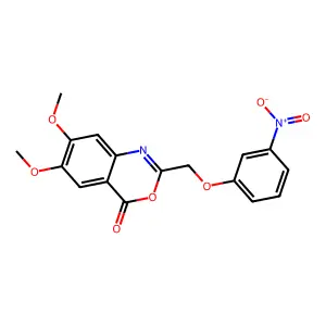 6,7-dimethoxy-2-[(3-nitrophenoxy)methyl]-4H-3,1-benzoxazin-4-one structure