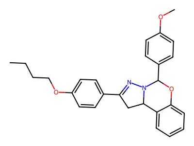 2-(4-butoxyphenyl)-5-(4-methoxyphenyl)-1,10b-dihydropyrazolo[1,5-c][1,3]benzoxazine structure