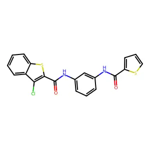 3-chloro-N-[3-(thiophene-2-carbonylamino)phenyl]-1-benzothiophene-2-carboxamide structure