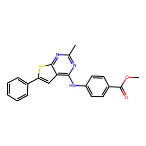 Methyl 4-((2-methyl-6-phenylthieno[2,3-d]pyrimidin-4-yl)amino)benzoate structure