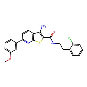 3-amino-N-[2-(2-chlorophenyl)ethyl]-6-(3-methoxyphenyl)thieno[2,3-b]pyridine-2-carboxamide structure