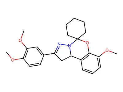 2'-(3,4-dimethoxyphenyl)-7'-methoxy-1',10b'-dihydrospiro[cyclohexane-1,5'-pyrazolo[1,5-c][1,3]benzoxazine] structure