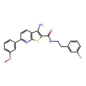 3-amino-N-[2-(3-chlorophenyl)ethyl]-6-(3-methoxyphenyl)thieno[2,3-b]pyridine-2-carboxamide structure