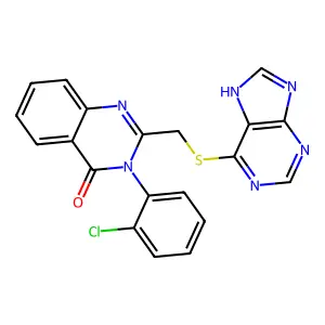 3-(2-Chloro-phenyl)-2-(9H-purin-6-ylsulfanylmethyl)-3H-quinazolin-4-one structure