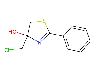 4-(chloromethyl)-2-phenyl-5H-1,3-thiazol-4-ol structure