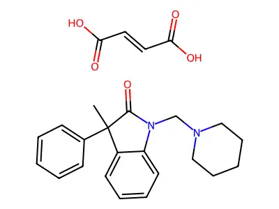 But-2-enedioic acid;3-methyl-3-phenyl-1-(piperidin-1-ylmethyl)indol-2-one structure