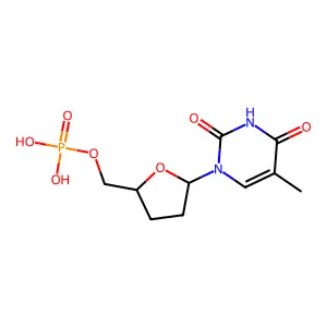 3`-Deoxy-5`-thymidylicAcid structure
