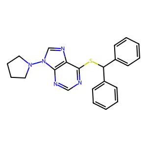 6-[(Diphenylmethyl)sulfanyl]-9-(pyrrolidin-1-yl)-9h-purine structure