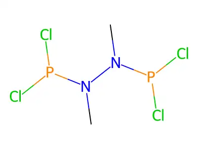 1,2-Bis(dichlorophosphino)-1,2-dimethylhydrazine structure