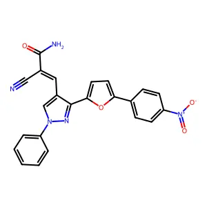 2-cyano-3-{3-[5-(4-nitrophenyl)furan-2-yl]-1-phenyl-1H-pyrazol-4-yl}prop-2-enamide structure