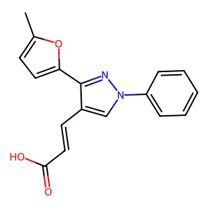 3-[3-(5-Methyl-2-furanyl)-1-phenyl-4-pyrazolyl]-2-propenoic acid structure