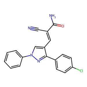 (Z)-3-[3-(4-chlorophenyl)-1-phenylpyrazol-4-yl]-2-cyanoprop-2-enamide structure
