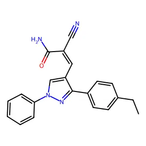 (Z)-2-cyano-3-[3-(4-ethylphenyl)-1-phenylpyrazol-4-yl]prop-2-enamide structure