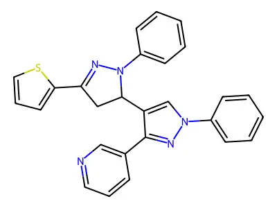 1',2-diphenyl-3'-(3-pyridinyl)-5-(2-thienyl)-3,4-dihydro-1'H,2H-3,4'-bipyrazole structure