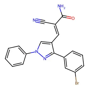3-[3-(3-bromophenyl)-1-phenyl-1H-pyrazol-4-yl]-2-cyanoprop-2-enamide structure