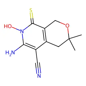 6-amino-7-hydroxy-3,3-dimethyl-8-sulfanylidene-1,4-dihydropyrano[3,4-c]pyridine-5-carbonitrile structure